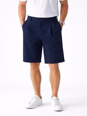 NWT Byron Nelson Men's Navy Pleated Front Shorts 8.5” Size 40 Preppy Minimalist